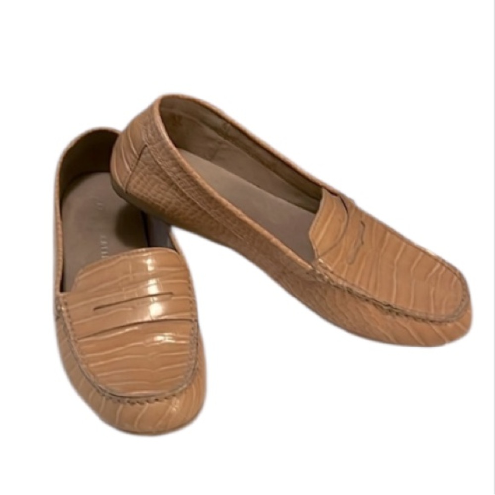 Kelly & Katie Women’s Camel Gold Faux Leather Snake Print Moccasin Penny Loafers